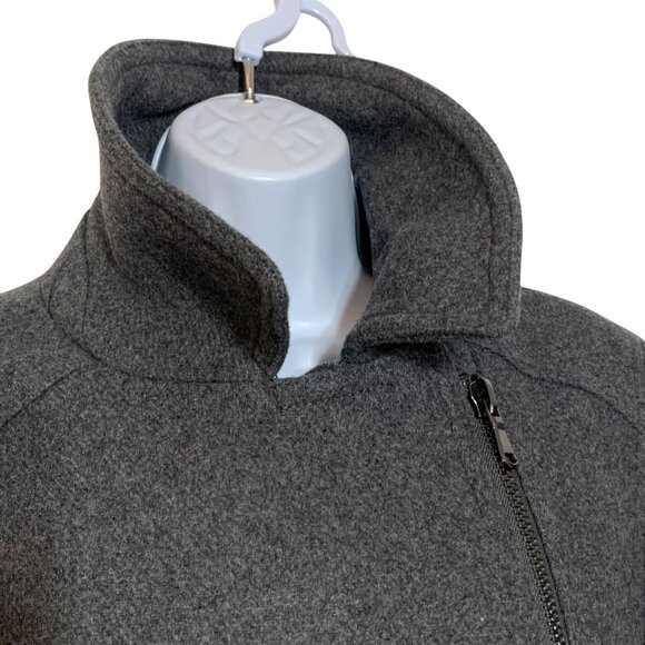 Worthington Womens SZ M Lined Gray Wool Asymmetrical Zip Collared Pea Coat - Picture 2 of 9